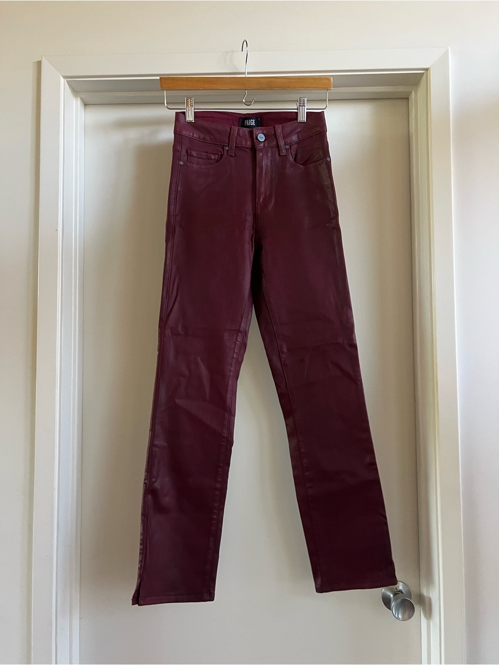 PAIGE Burgundy Suede-Look Pants